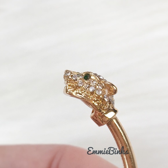 New Golden Dual Leopard Cuff Bangle Bracelet - Picture 10 of 16